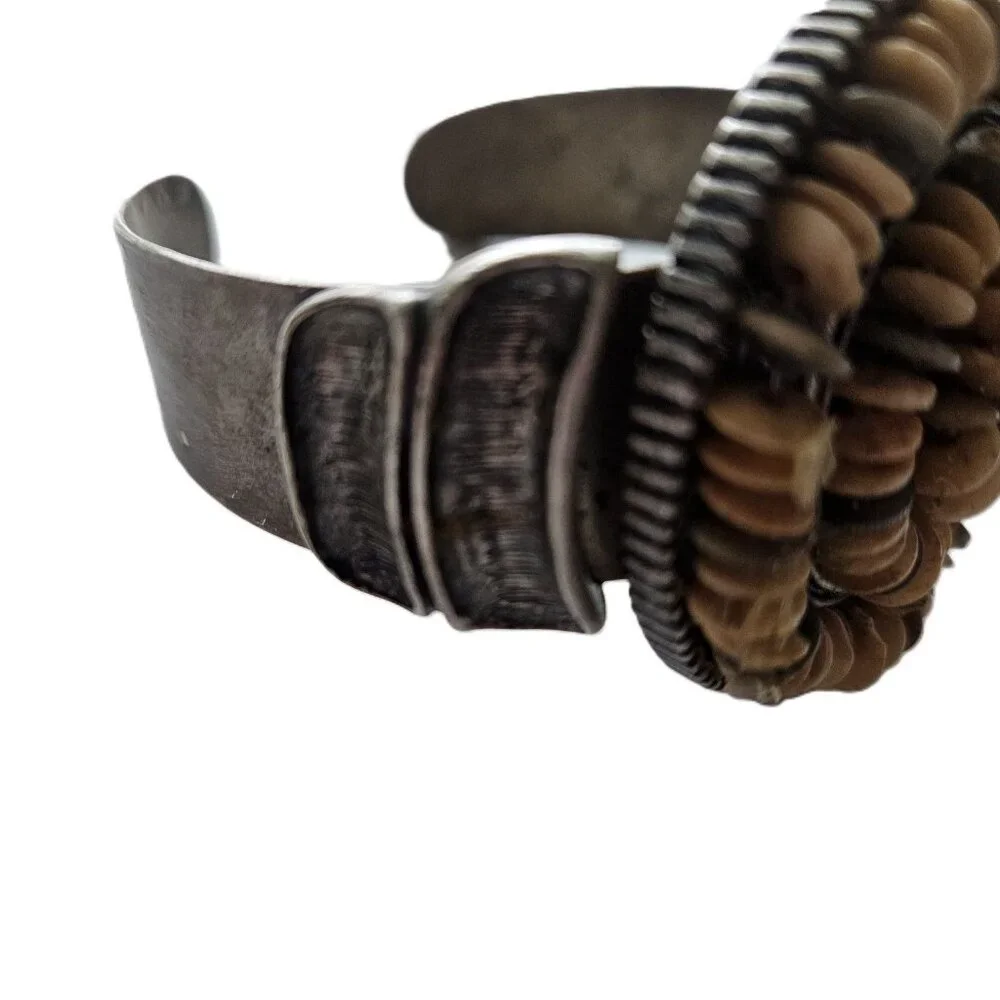 Vintage Beaded Cuff Bracelet, Made in Vietnam,